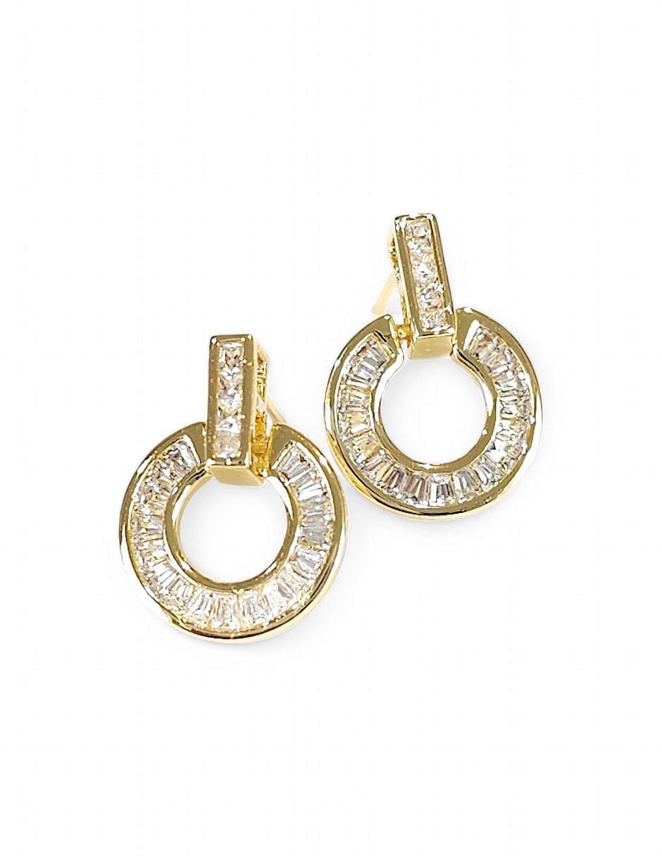 Aretes y collar baño de oro 18 k zirconia 6