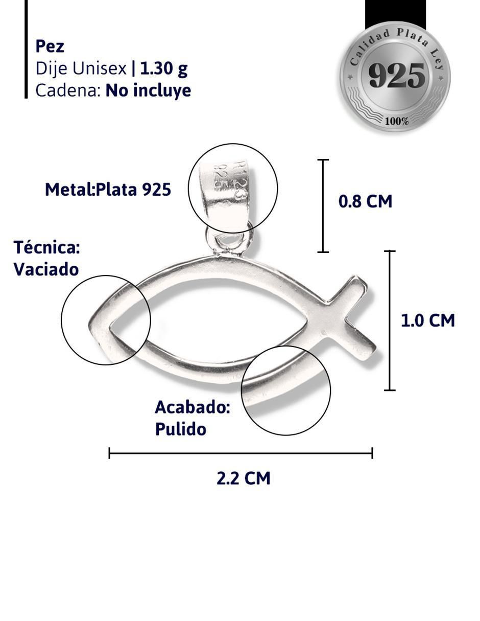 Dije de pez cristo de plata P 925 3
