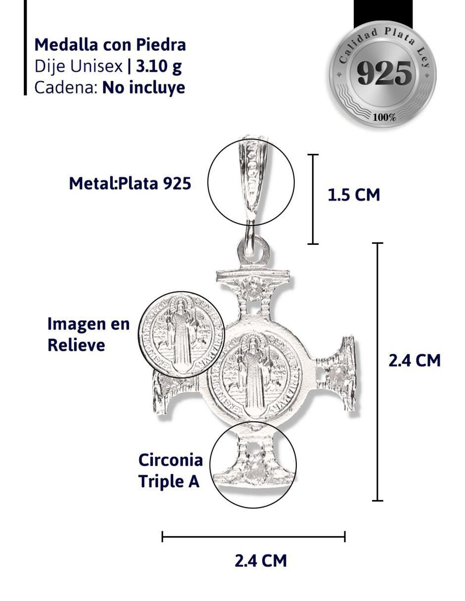 Medalla de cruz san benito de plata P 925 4