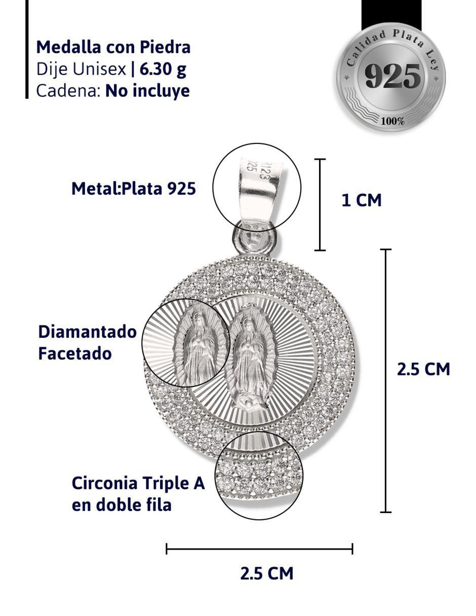 Medalla redonda virgen de guadalupe de plata P 925 4