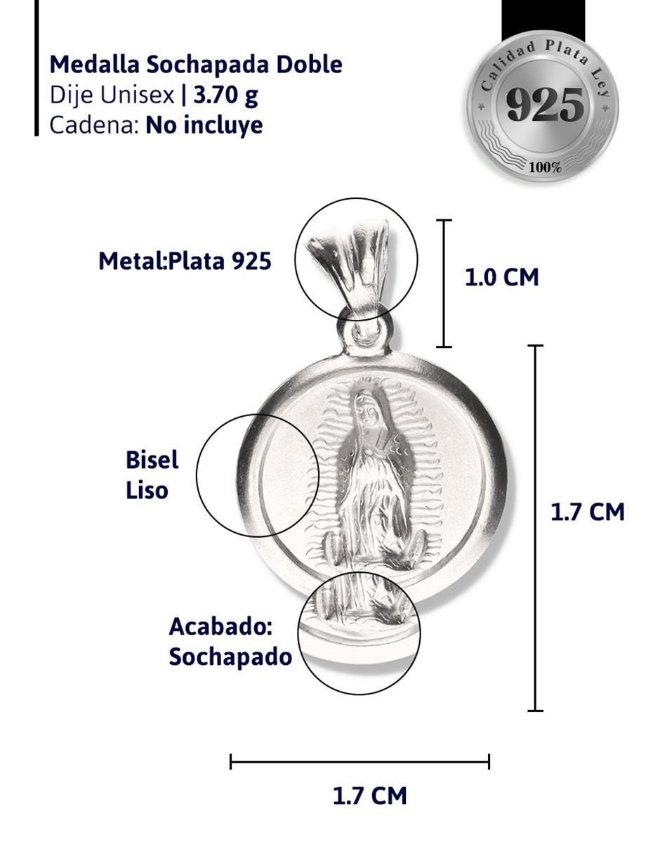 Medalla redonda virgen de guadalupe de plata P 925 4