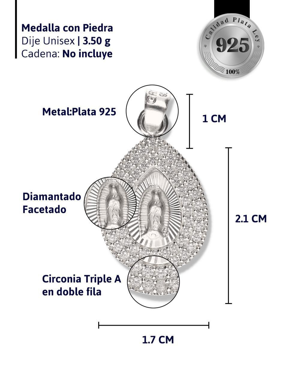 Medalla de gota virgen de guadalupe de plata P 925 4