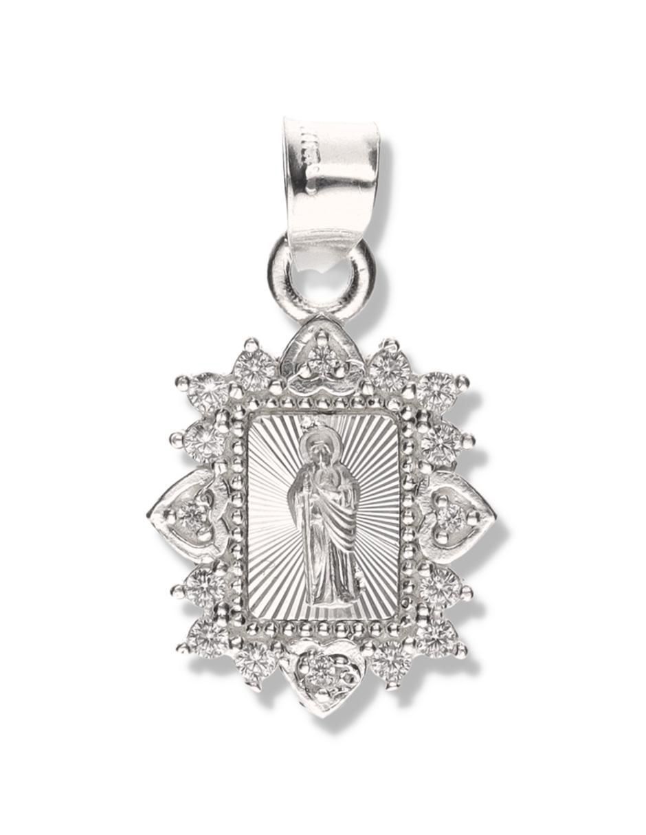 Medalla cuadrada san judas tadeo de plata P 925 Medalla cuadrada san judas tadeo de plata P 925