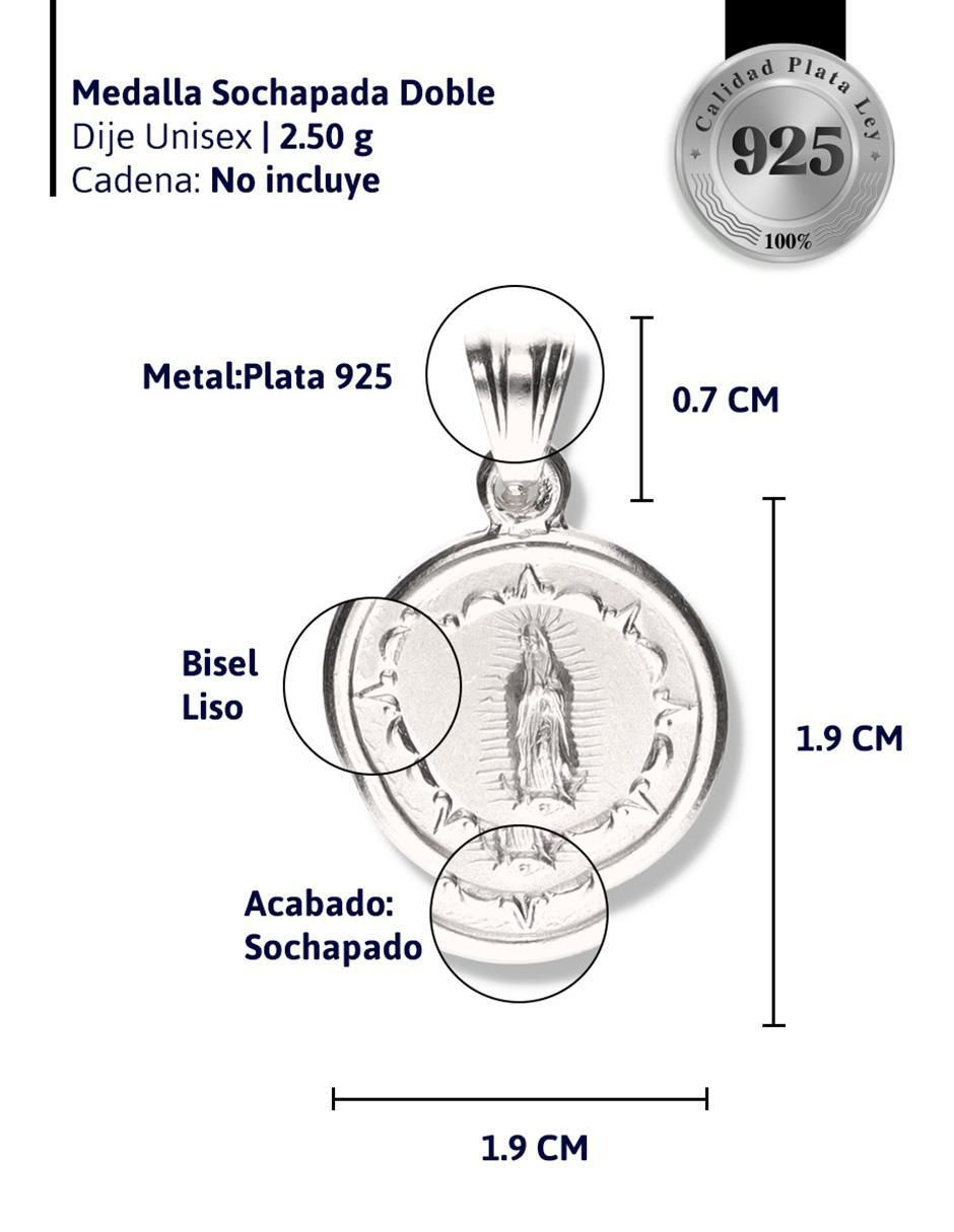 Medalla redonda virgen de guadalupe de plata P 925 4