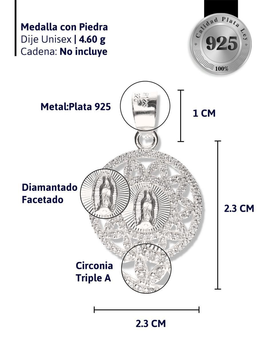 Medalla redonda virgen de guadalupe de plata P 925 4