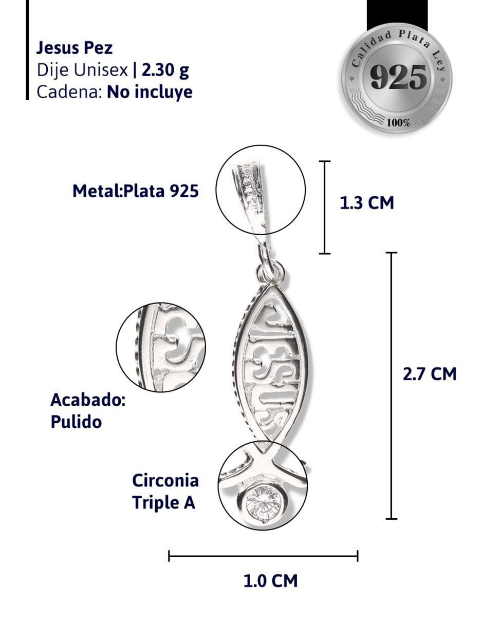 Dije de pez jesús de nazaret de plata P 925 4