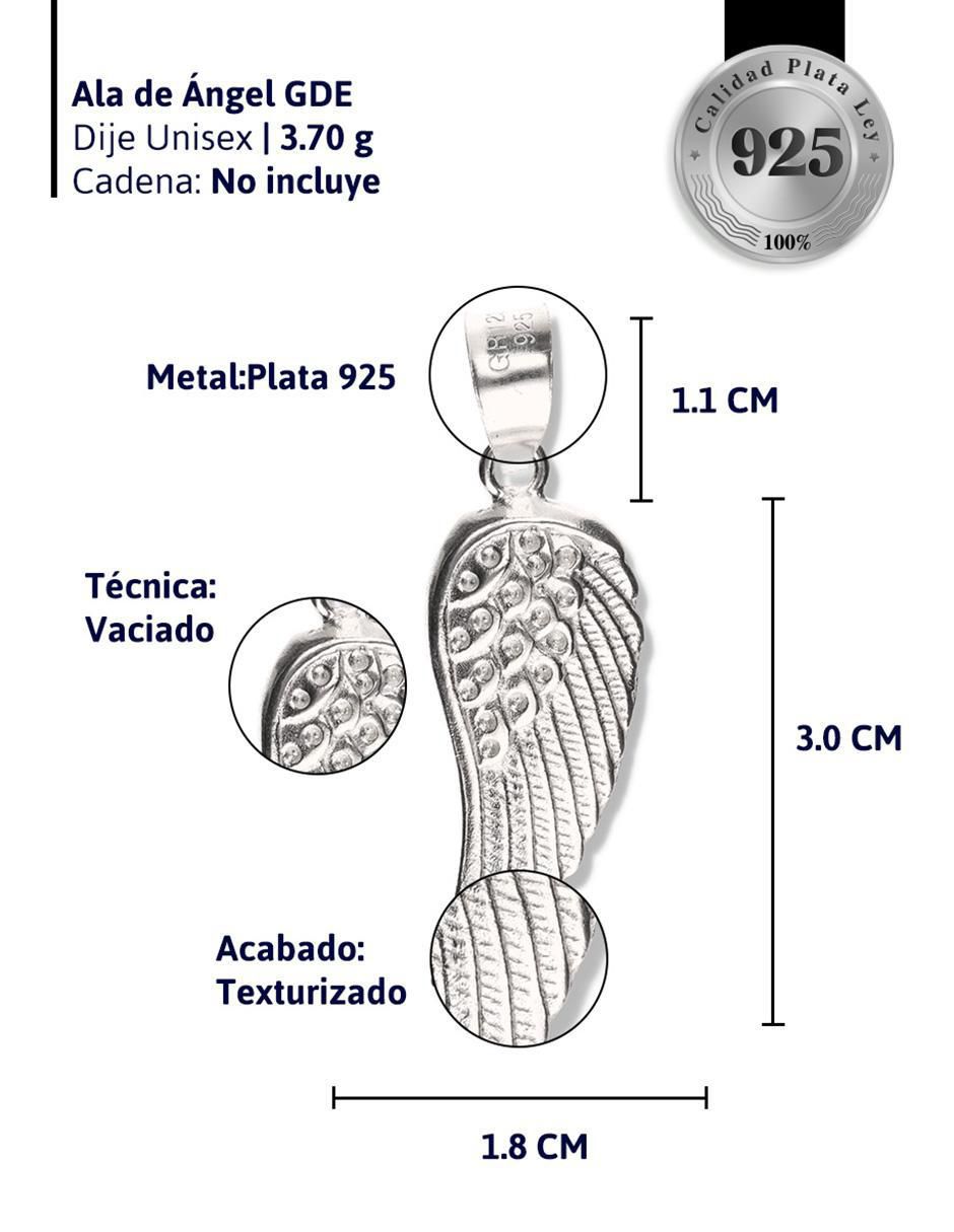 Dije de alas de ángel de plata P 925 3