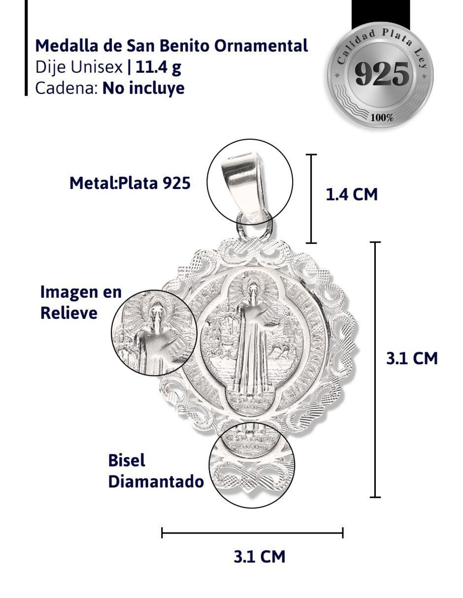 Medalla redonda san benito de plata P 925 3