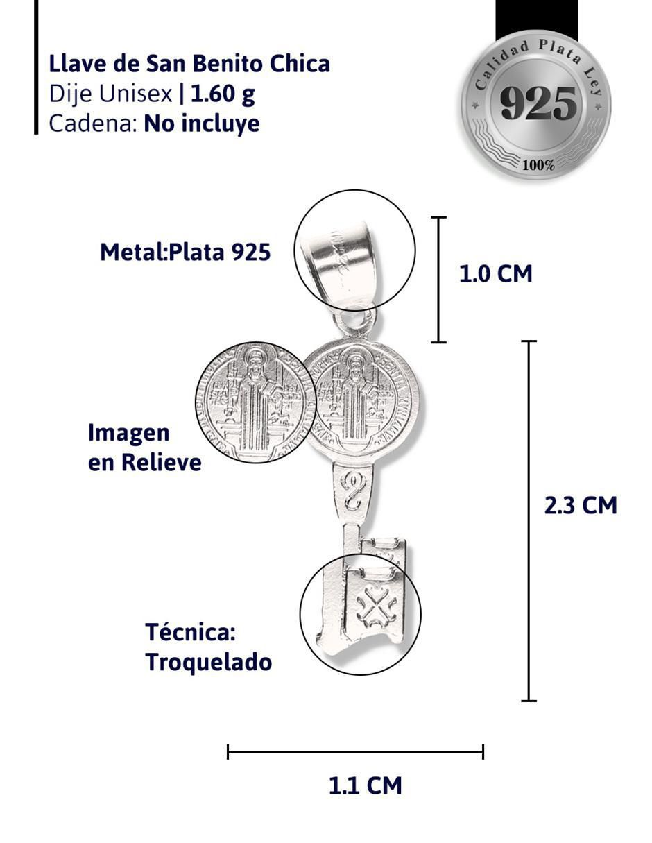 Dije de llave san benito de plata P 925 3