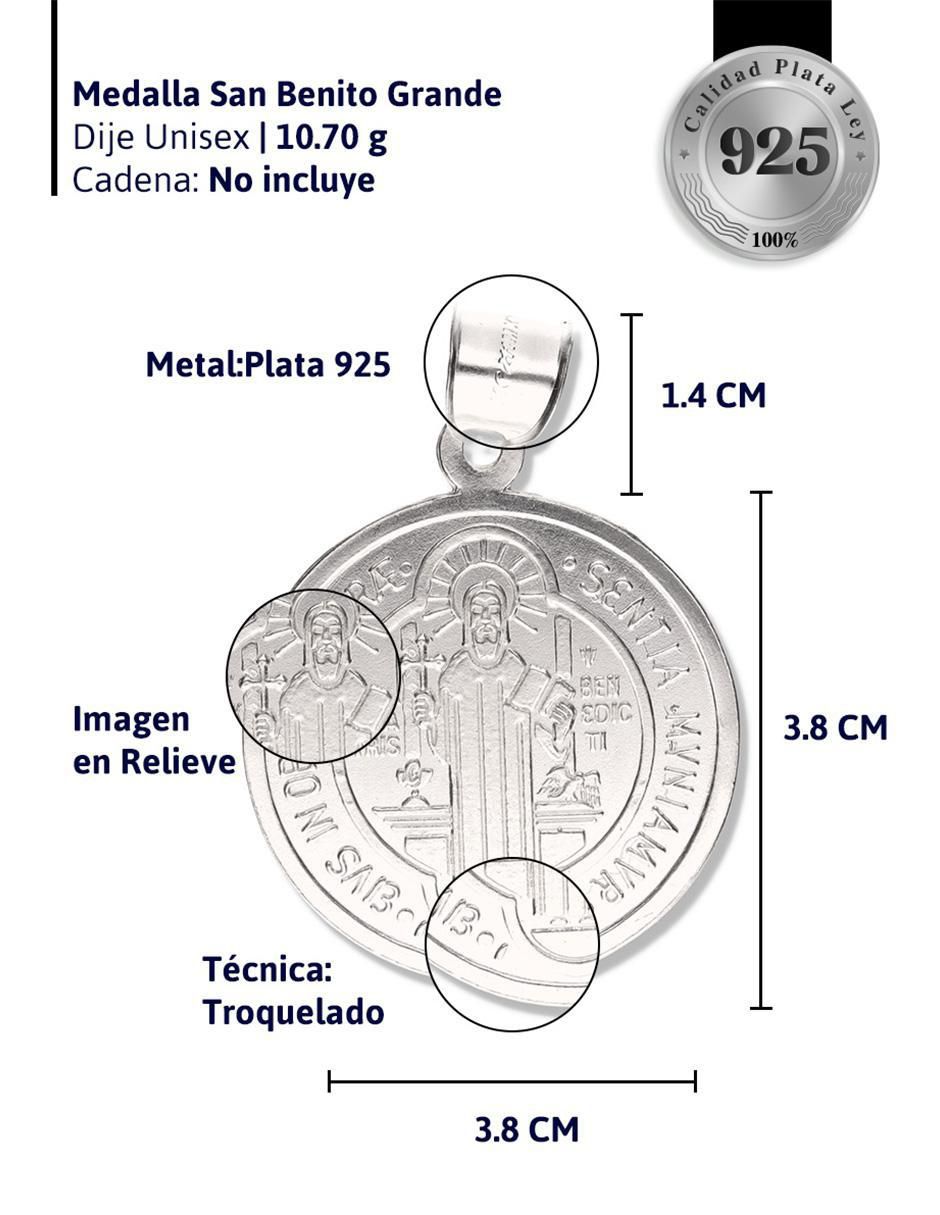 Medalla redonda san benito de plata P 925 4