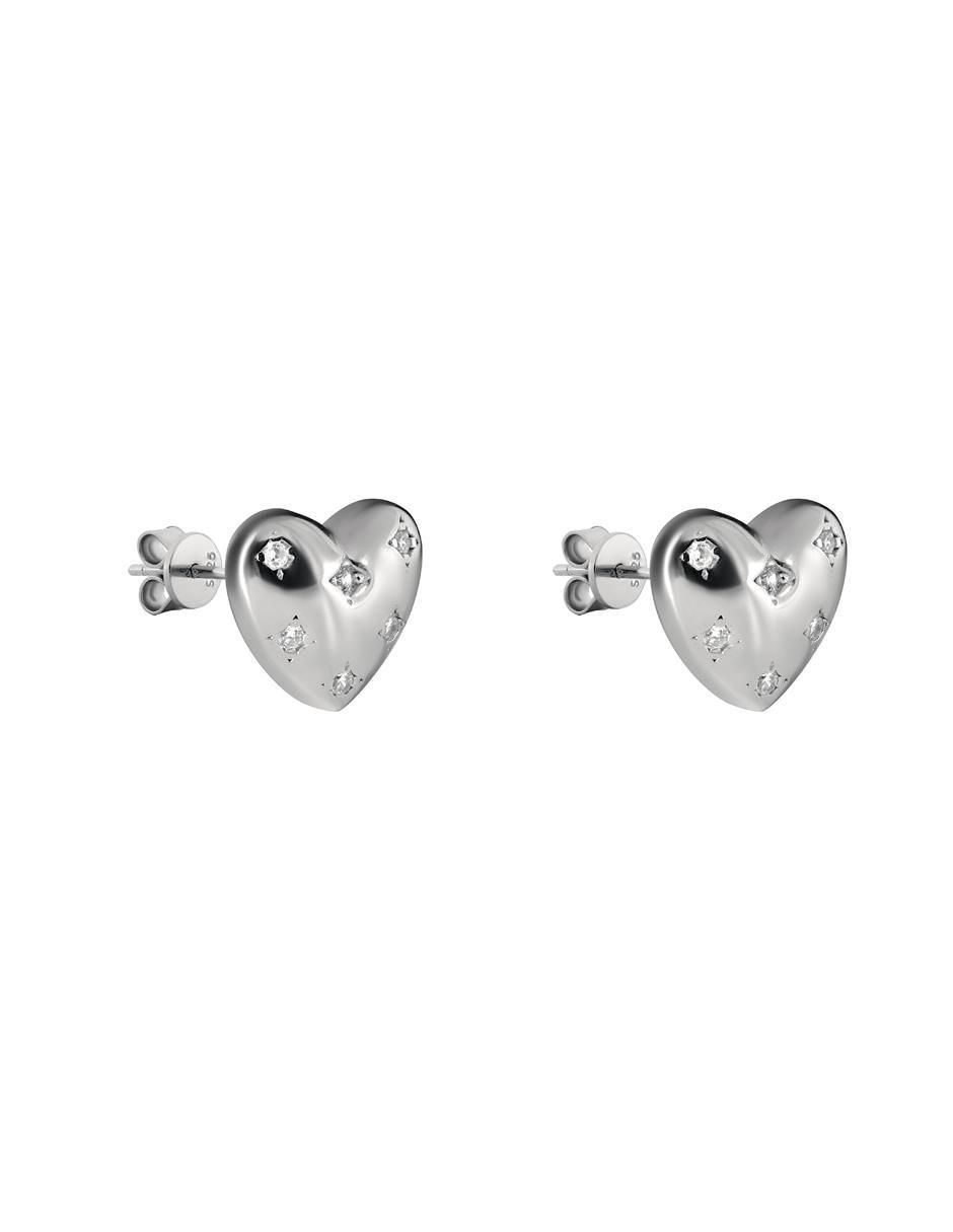 Broqueles de corazón de plata P 925 zirconia 2