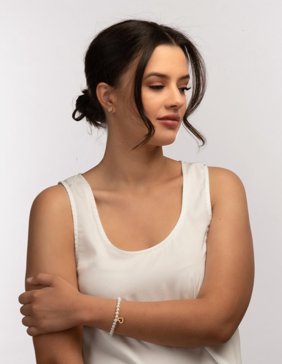 Kit de pulsera luckyly "de" perla 18 k set pulsera grace + bolsa jenny "con acabado" baño oro