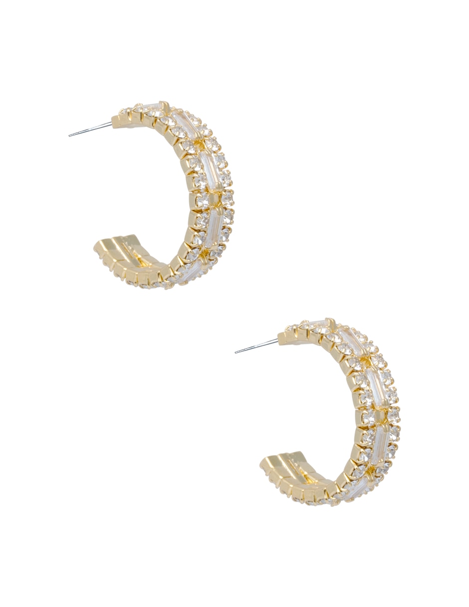 Arracadas de media luna con acabado brillante zirconia 2