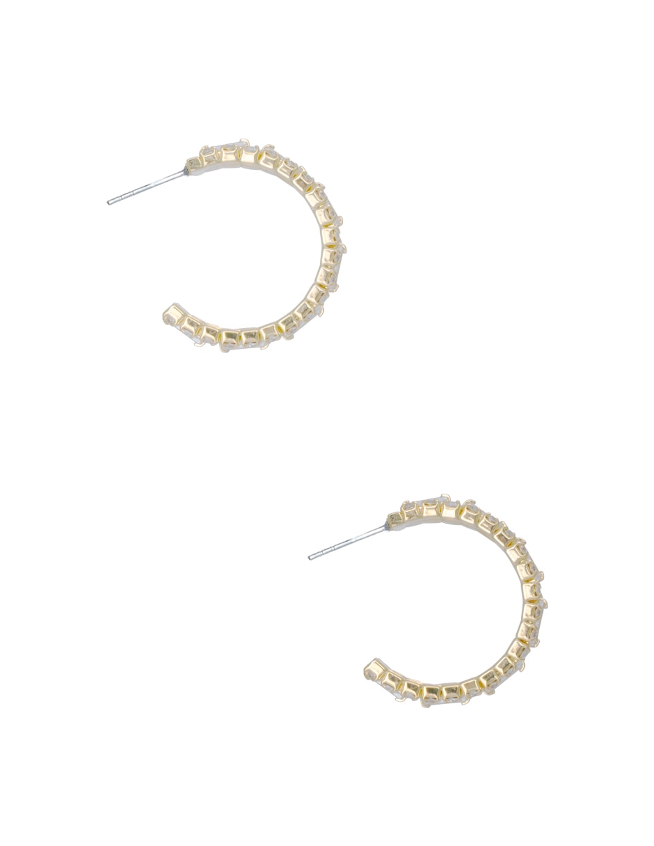 Arracadas de media luna con acabado brillante zirconia 3