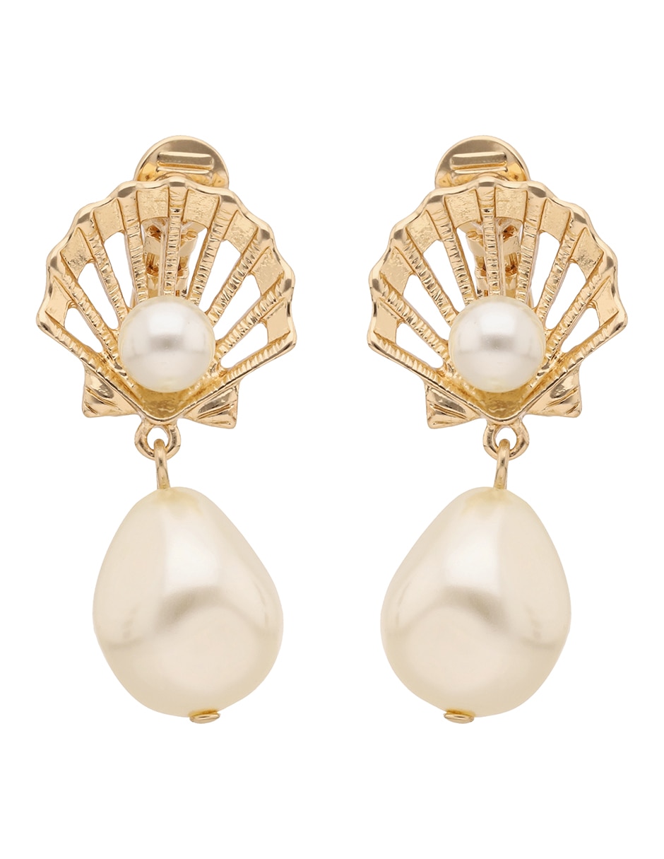 Aretes de concha Coastal Charms con acabado brillante perla