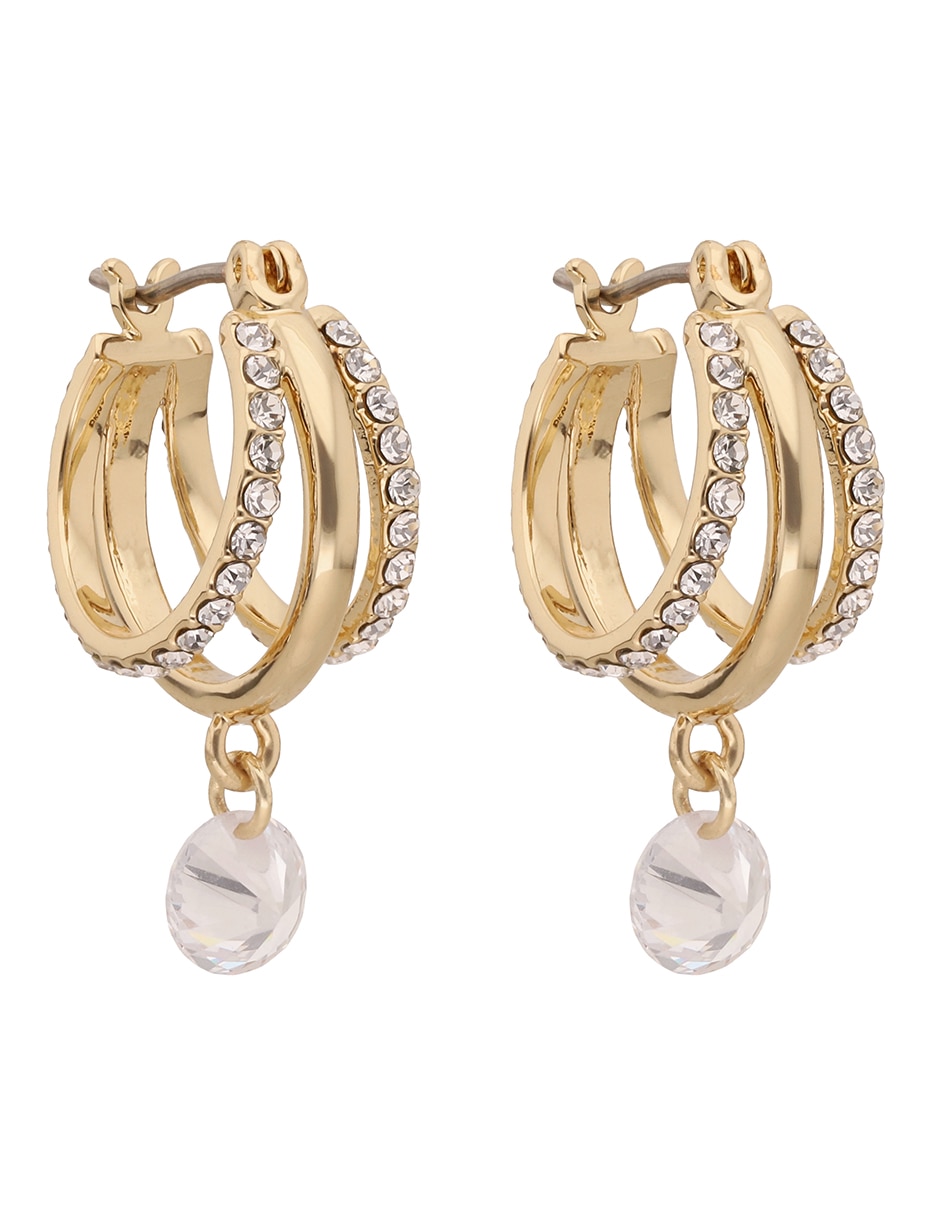 Aretes circulares Jade con acabado pavé cristal 2