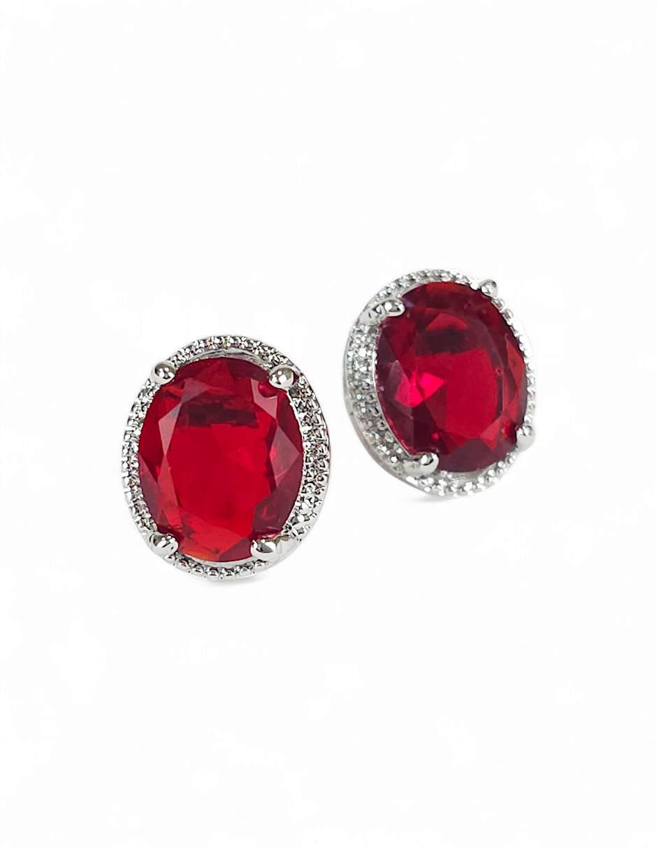 Aretes, collar y anillo de ovalada de acero inoxidable zirconia 8