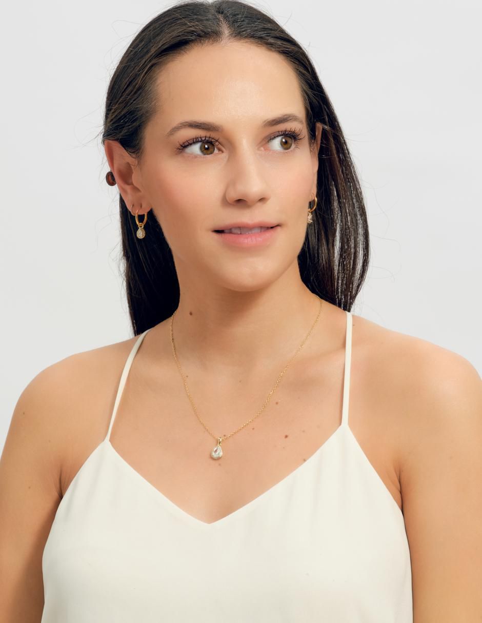 Set de collar y aretes luckyly dory crl20n no aplica "de" latón 14 k zirconia cúbica