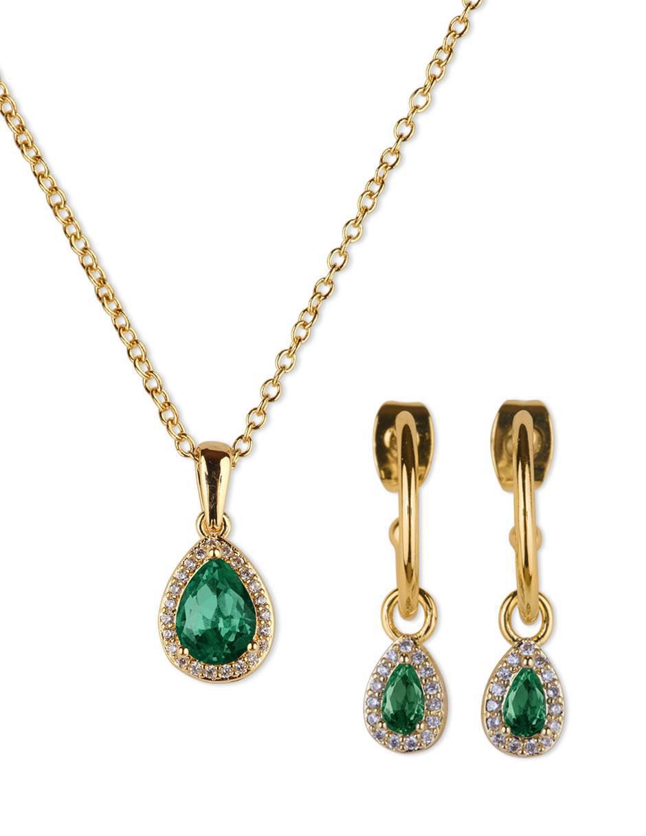 Set de collar y aretes Dory crl20n baño de oro 14 k zirconia cúbica Set de collar y aretes Dory crl20n baño de oro 14 k zirconia cúbica