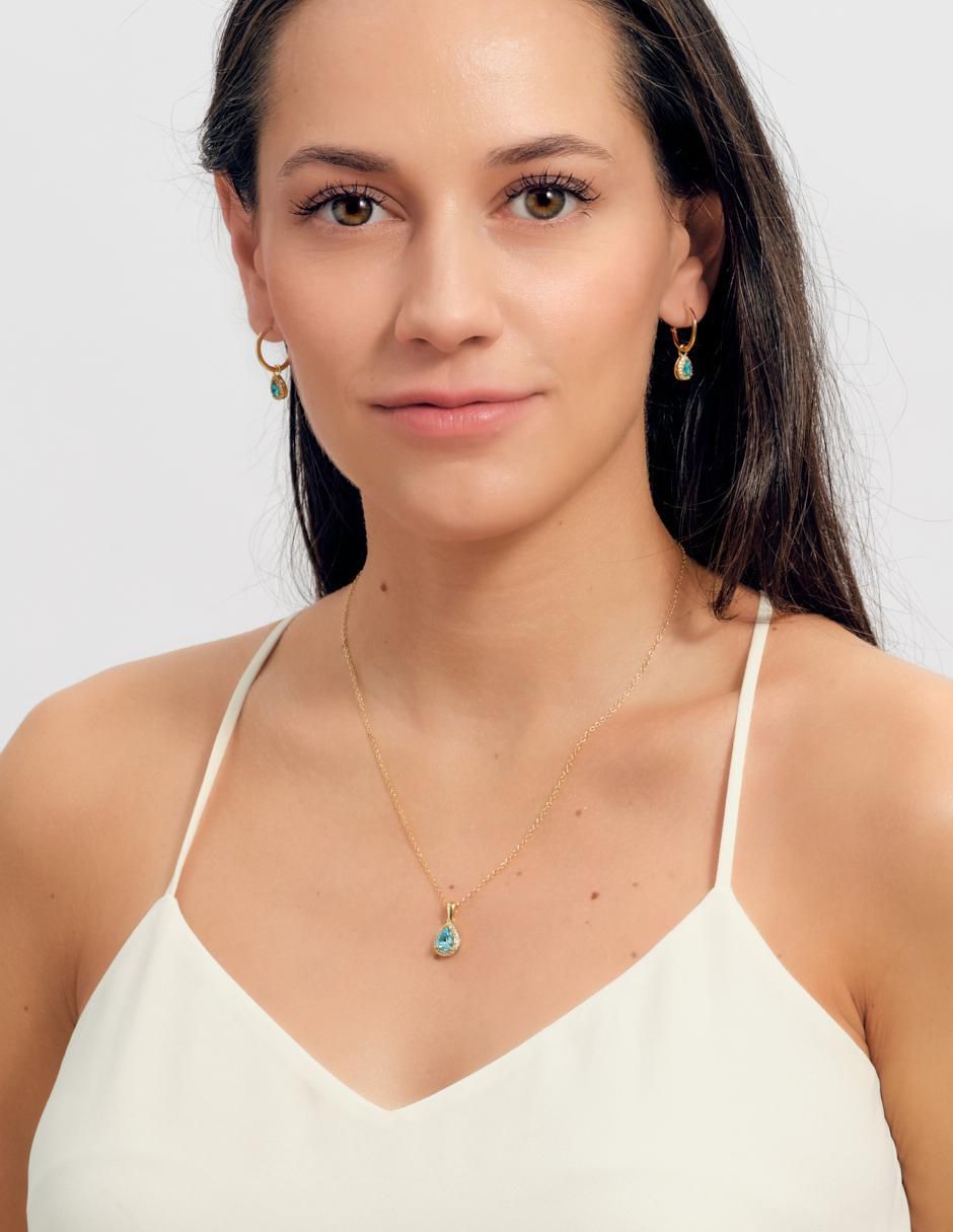 Set de collar y aretes Dory crl20n baño de oro 14 k zirconia cúbica 7