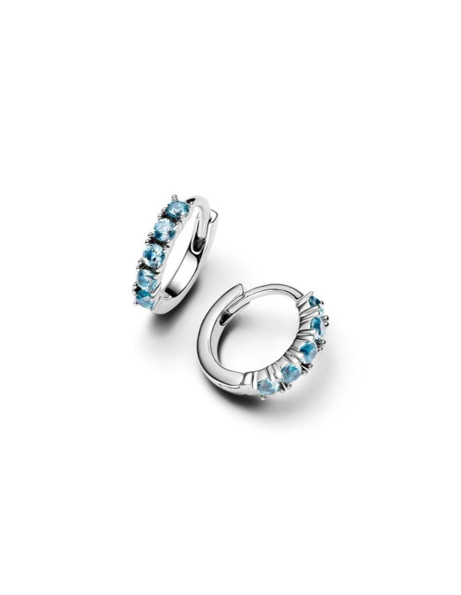 Aretes de aro redondos Timeless de plata P 925 con acabado brillante cristal 2