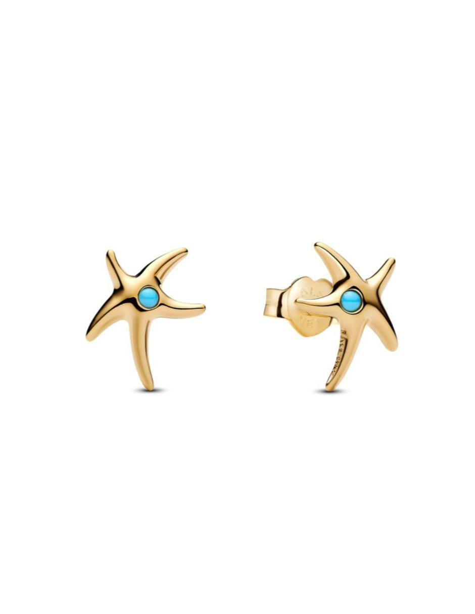 Aretes de estrella mar Moments de plata P 925 con acabado baño de oro cristal