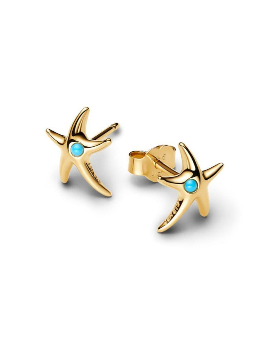 Aretes de estrella mar Moments de plata P 925 con acabado baño de oro cristal 2