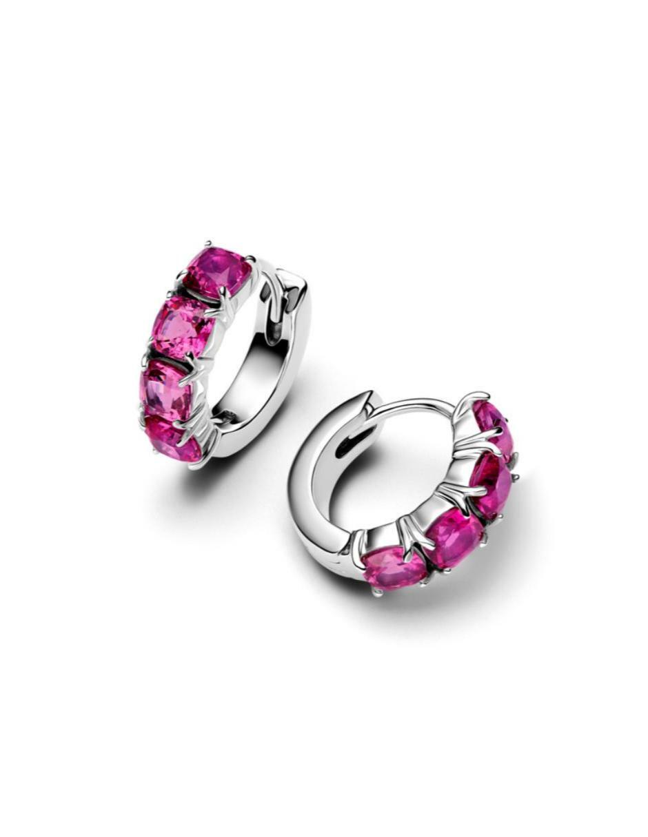 Aretes de aro redondos Timeless de plata P 925 con acabado brillante cristal 2