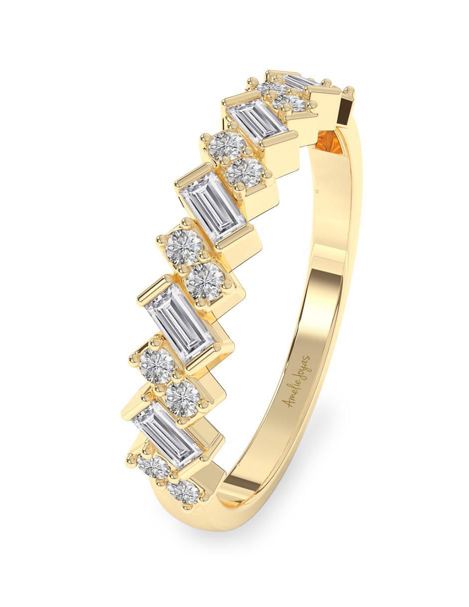 Anillo 14 k de oro zirconia pulido 2