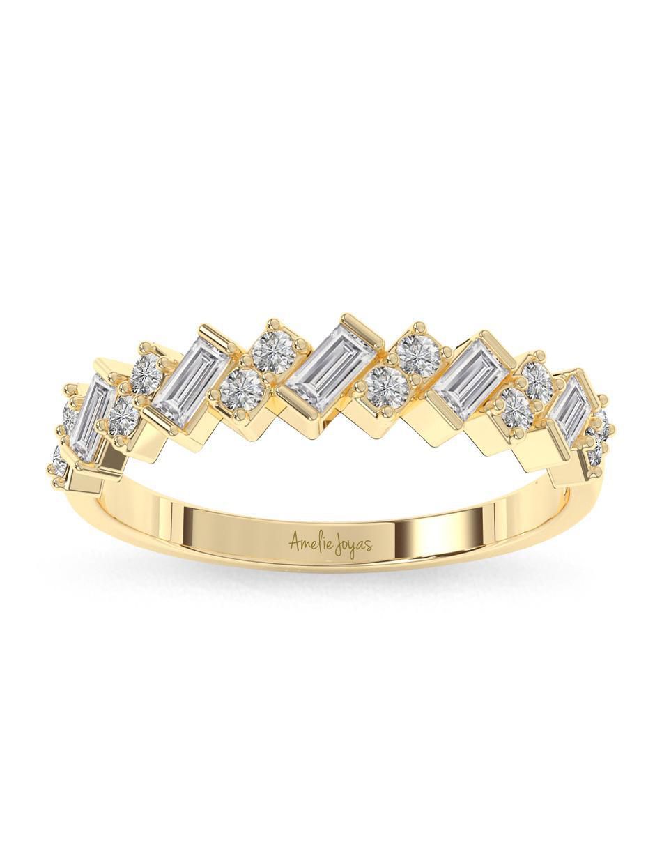 Anillo 14 k de oro zirconia pulido 3