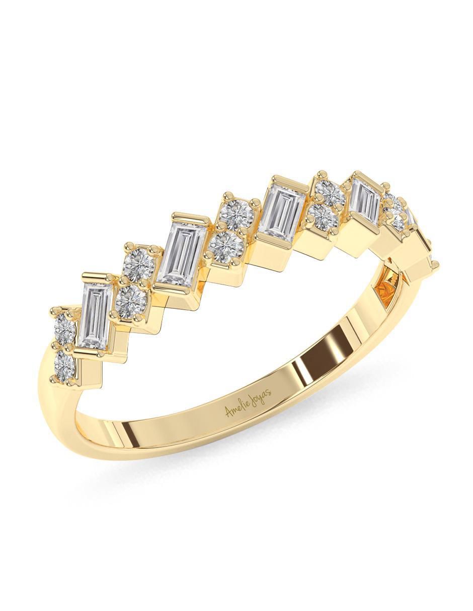 Anillo 14 k de oro zirconia pulido 5