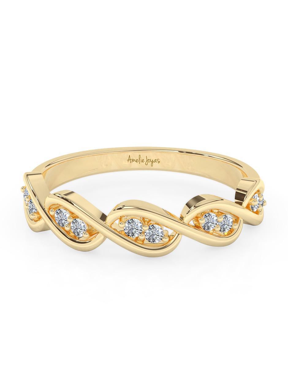 Anillo 14 k de oro zirconia pulido