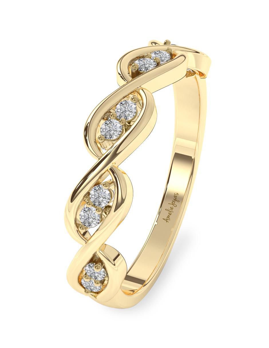 Anillo 14 k de oro zirconia pulido 2