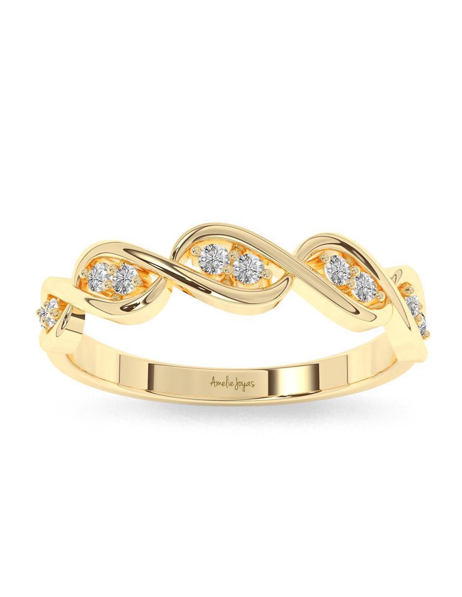 Anillo 14 k de oro zirconia pulido 3