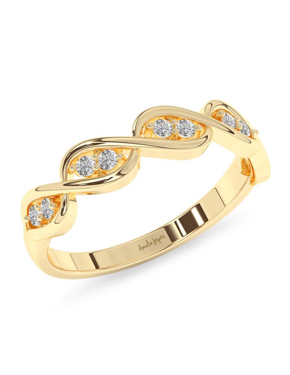 Anillo 14 k de oro zirconia pulido 5