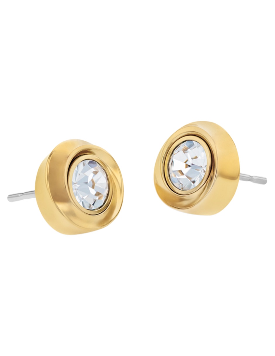 Broqueles redondos Twisted Bezel Solitaire con acabado brillante cristal 2