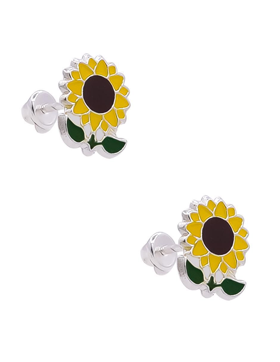 Broqueles de flor de plata P 925 con acabado brillante 2