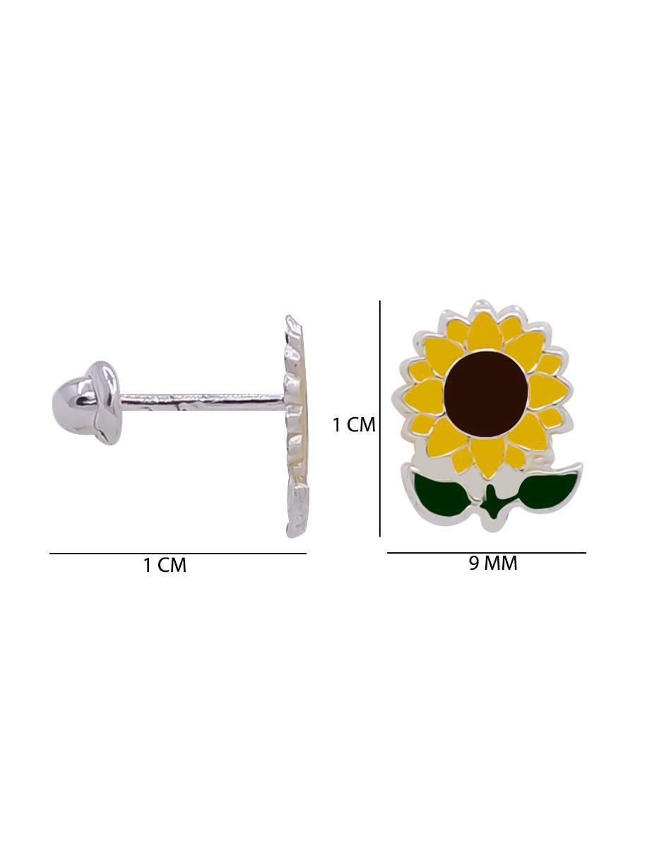 Broqueles de flor de plata P 925 con acabado brillante 4