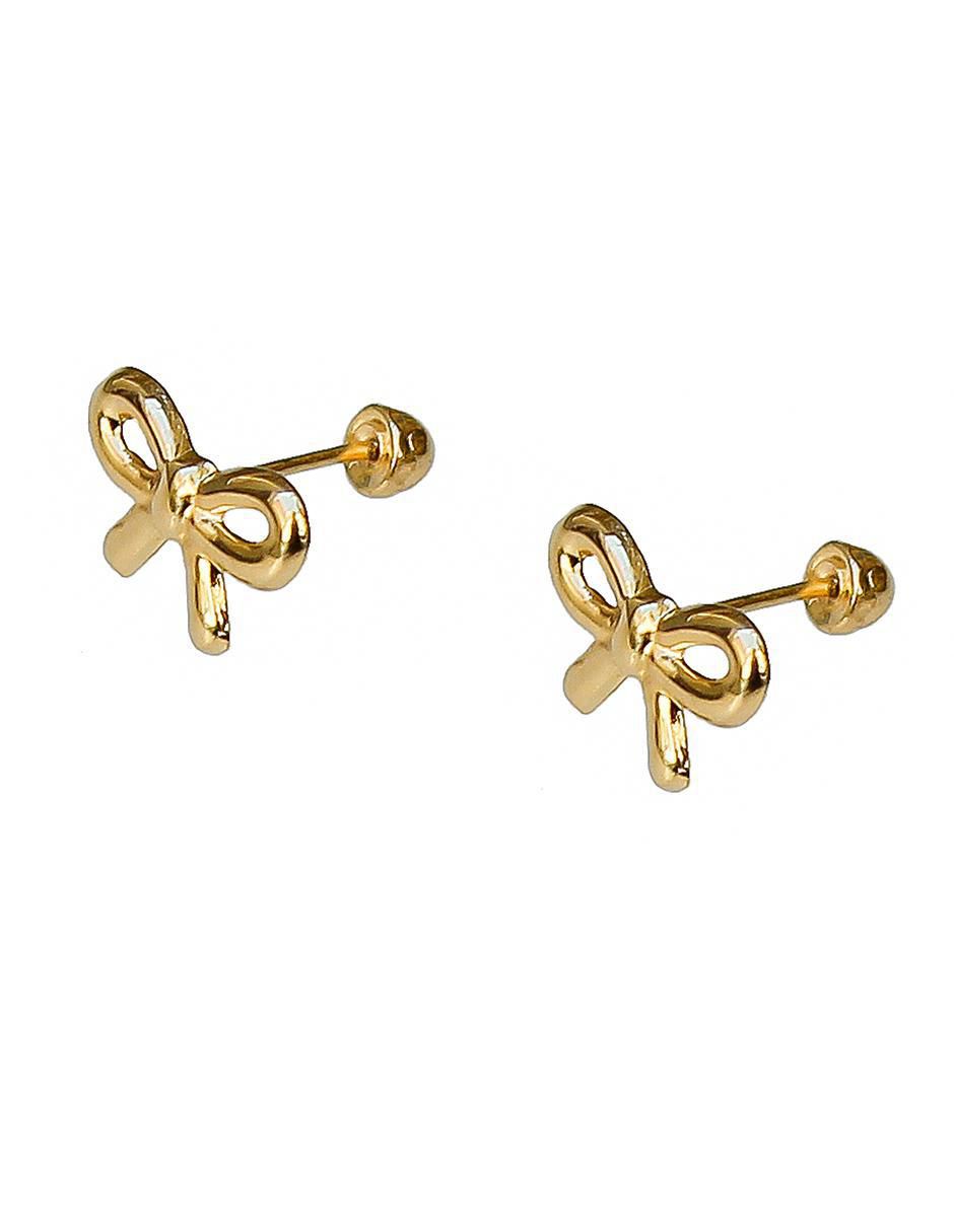 Broqueles de moño de oro con acabado brillante