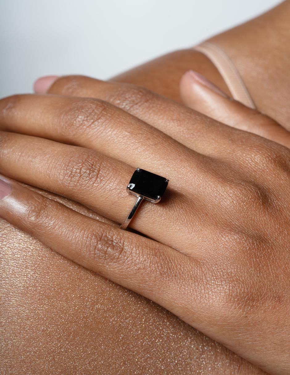 Anillo P 925 de plata ónix mate 4