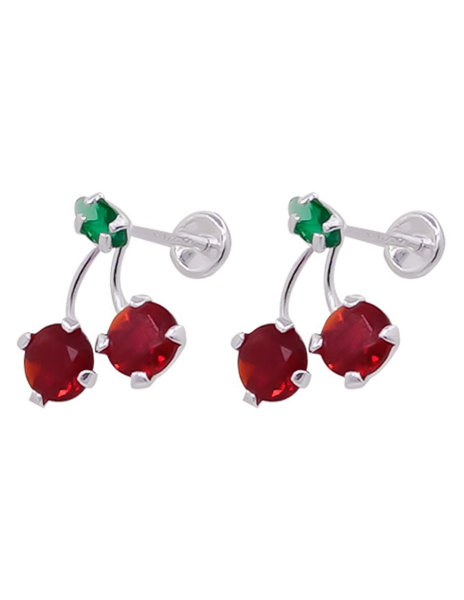 Broqueles de cereza de plata P 925 con acabado pavé zirconia 3