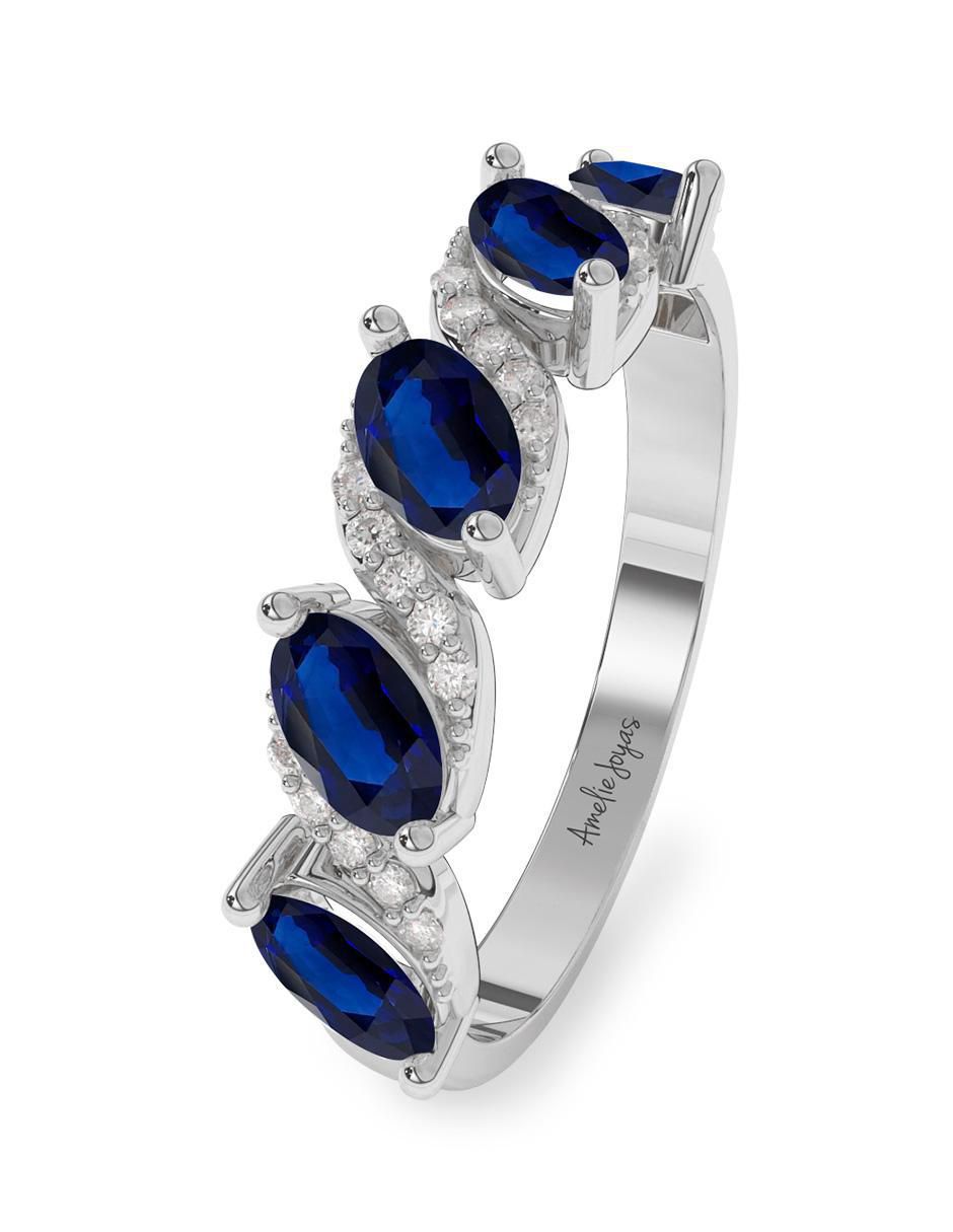 Anillo ovalado 14 k de oro zafiro pulido 2