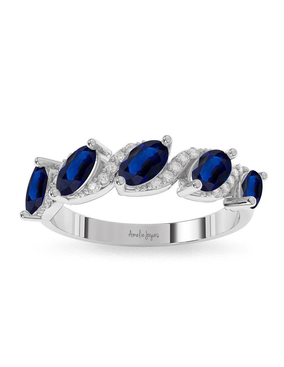 Anillo ovalado 14 k de oro zafiro pulido 3