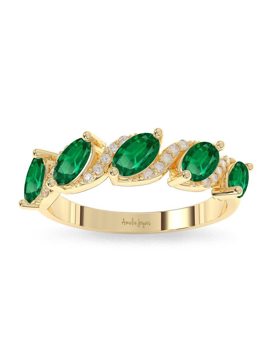 Anillo "de (si aplica)" ovalada amelie joyas sin coleccion no aplica 14 k "de" oro esmeralda pulido