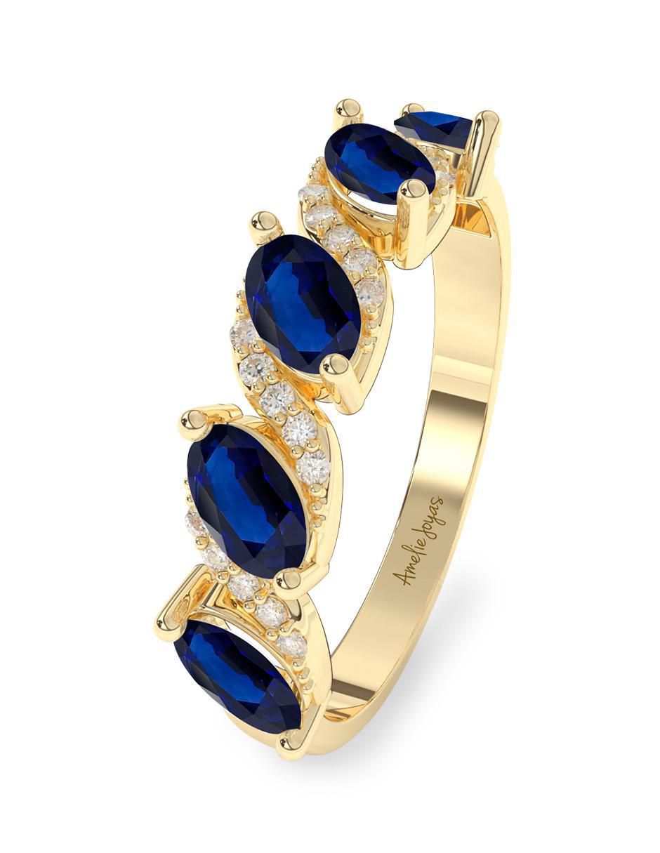 Anillo "de (si aplica)" ovalada amelie joyas sin coleccion no aplica 14 k "de" oro zafiro pulido