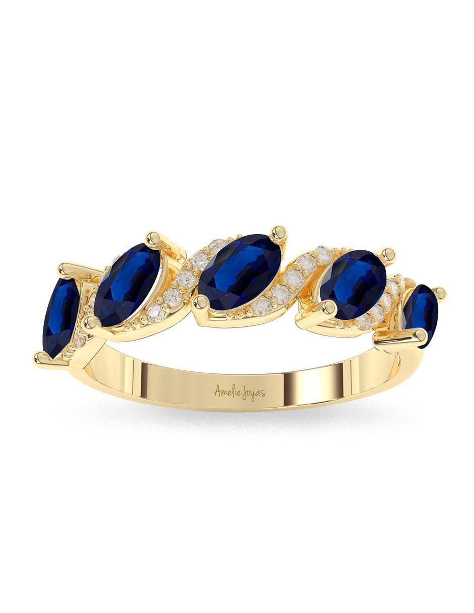 Anillo "de (si aplica)" ovalada amelie joyas sin coleccion no aplica 14 k "de" oro zafiro pulido