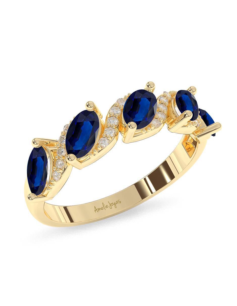 Anillo "de (si aplica)" ovalada amelie joyas sin coleccion no aplica 14 k "de" oro zafiro pulido