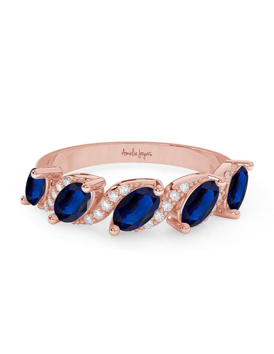 Anillo ovalado 14 k de oro zafiro pulido Anillo ovalado 14 k de oro zafiro pulido