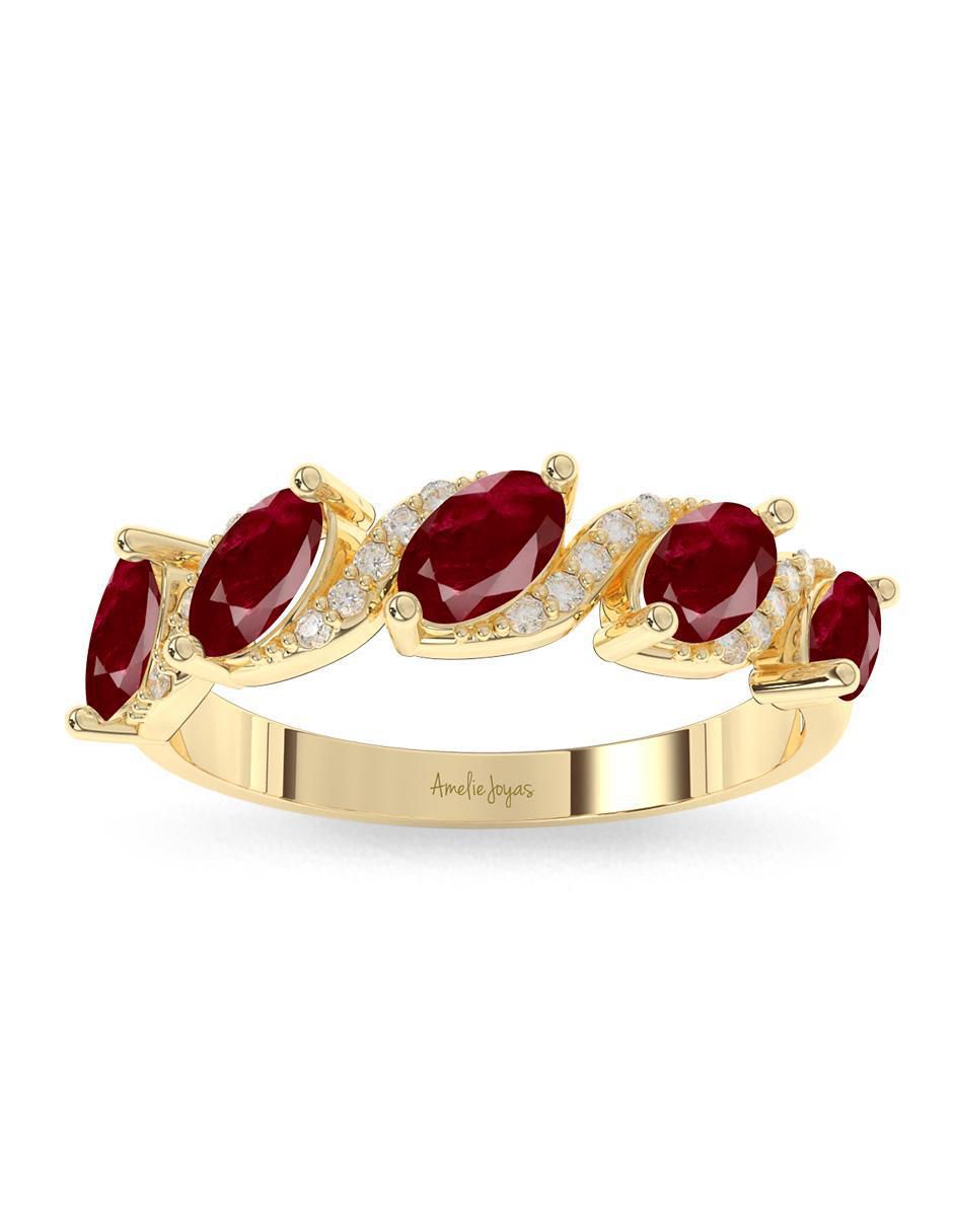 Anillo "de (si aplica)" ovalada amelie joyas sin coleccion no aplica 14 k "de" oro rubí pulido