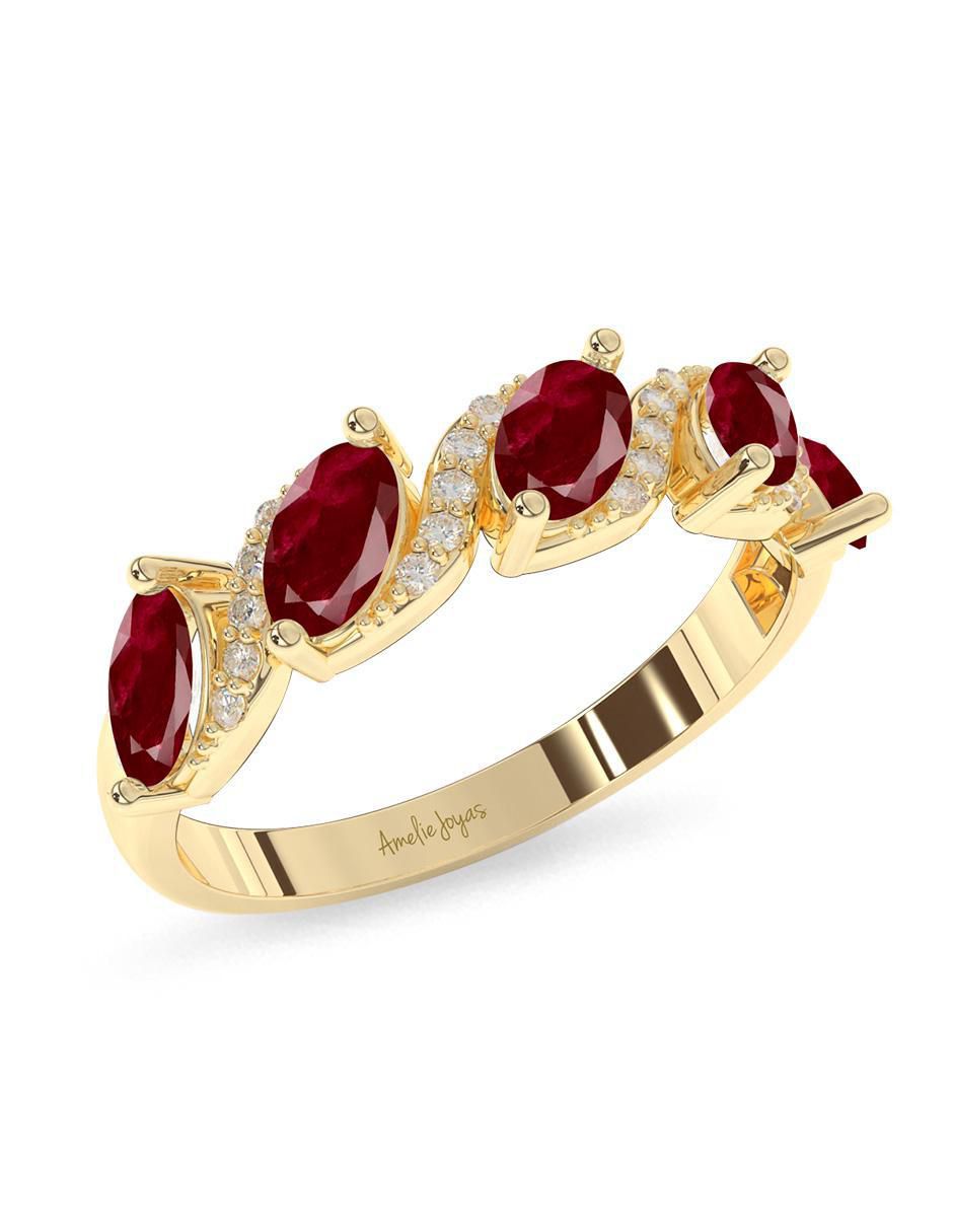 Anillo "de (si aplica)" ovalada amelie joyas sin coleccion no aplica 14 k "de" oro rubí pulido